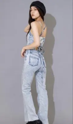 【美品】 ANAP フロントジップレースアップサロペット