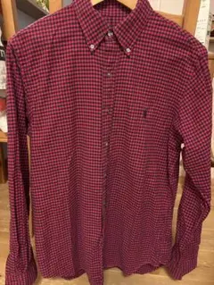 Ralph Lauren 赤黒チェック ボタンダウンシャツ
