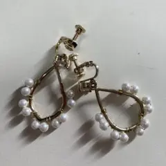 ゴールド パール クリスタル イヤリング