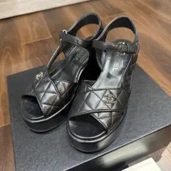 CHANEL ココマーク チェーン サンダル ブラック G34712 - メルカリ
