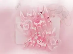 ネイルチップ 平成女児 量産型 地雷系 ピンク 姫 うさぎ ロング