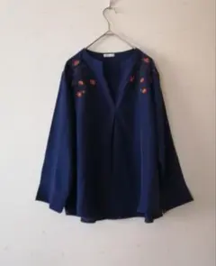 fairygrungeペルソルディア七分袖スキッパーシャツ 花柄刺繍