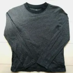 長袖カットソー 黒とグレーのボーダー柄　130cm