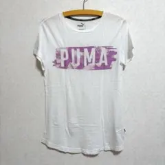 PUMA ホワイト ロゴTシャツ／Ｌ