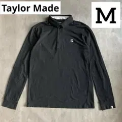テーラーメイド ゴルフウェア 長袖 ポロシャツ M 黒 ストレッチ 速乾 ロゴ