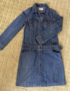 ロペピクニック◯膝丈　デニムワンピース 長袖◯ウエストベルト付き