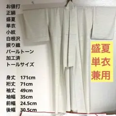 【お値打　トールサイズ】もじり織　白根沢　芝　盛夏　単衣　裄丈71 身丈170のサムネイル