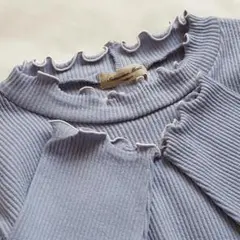 新品　SM2☆ブルー／テレコリブ配色メローハイネックカットソー