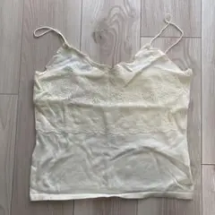 レーストリム キャミソール　アイボリー・白・ベージュ　オンワード樫山　S，M