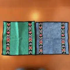 【美品】フェイラー　花柄刺繍ハンカチ 2枚セット