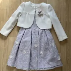 petit main 薄紫花柄刺繍フォーマルドレス+ジャケット