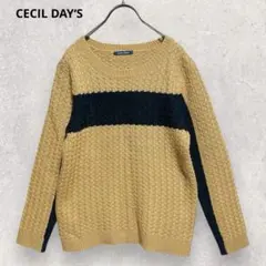 セシルデイズ ニット セーター M ベージュ 長袖 ボーダー