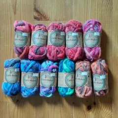 ダイソー Earth Maker フォークロアカラースラブ 毛糸 7色詰め合わせ