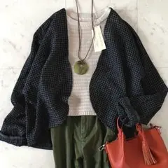 24AWタグ付未使用＊ヨーガンレール シルクウールノーカラーカーディガンM 長袖