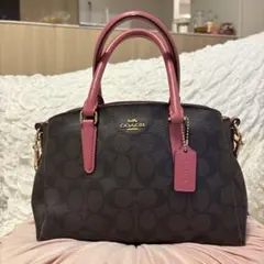 COACH ハンドバッグ ダークブラウン/ピンク