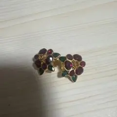 花デザイン クリップ式イヤリング ブローチ