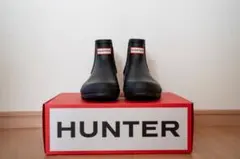 HUNTER ブラック チェルシーブーツ
