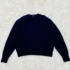 ユニクロ　プレミアムラムクルーネックセーター　ネイビー 【L】ウール100%