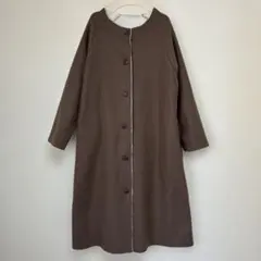 オーブ⁂ブラウン茶ロングコート軽いフリース裏白ボアゆったり暖かい