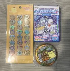 ポムポムプリン　おはじきシール　缶バッチ　2点セット