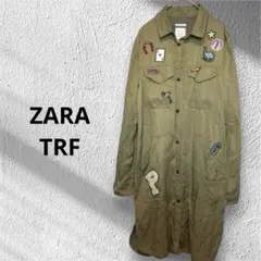 ZARA TRF ワンピース　シャツ　ワッペン　ミリタリー　長袖　カーキのサムネイル
