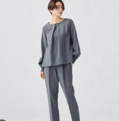 近年モデル✨プラステ パール付きブラウス セットアップ ウォッシャブル 伸縮性