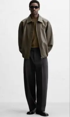 ZARA フェイクレザー　ジャケット　フライトジャケット ブラウン