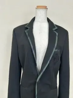 ZARA MAN テーラードジャケット 黒 エンブレム刺繍 パイピング Mのサムネイル