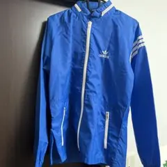 80s adidas トレフォイル ナイロンジャケット M ブルー デサント製