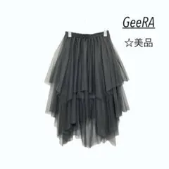 * 美品 ジーラ アシンメトリー ティアード チュールスカート 【Ｌ】 春夏のサムネイル