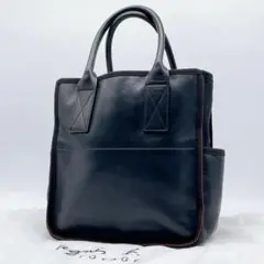 【美品】agnes b. レザー A4 トートバッグ ブラック e595