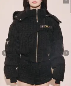 Randy アシンメトリーバックルツイードパデットジャケット White M
