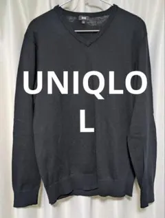 【期間限定価格】UNIQLO コットンカシミヤVネックセーター 黒 メンズ L