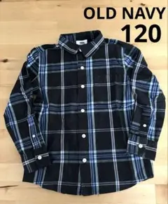 OLD NAVY チェックシャツ　ブラック　S 120cm