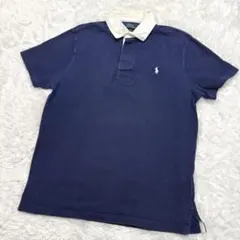希少】90s ラルフローレン ヘンリーネック リンガーT ネイビー 