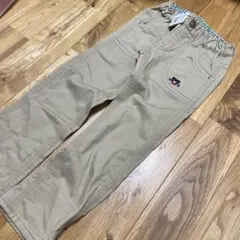 ベージュ クマ刺繍 長ズボン