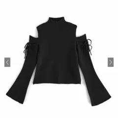 GRL グレイル ショルダーオープンリボンリブニットトップス[cu473]