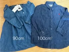 Polo Baby2点セット デニム 長袖シャツ・ワンピース 90・100cm