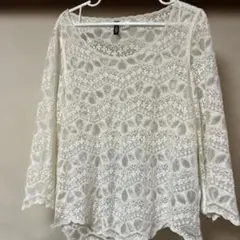 H&M DIVIDED レース 長袖カットソー ホワイトのサムネイル