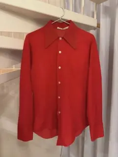 70s ヴィンテージ シャツ 鮮やかな赤 無地