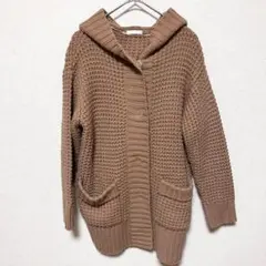 【S】GU ジーユー　レディース　ニット　セーター　カーディガン　フード　茶色