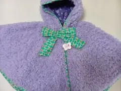 紫色フリースベビーポンチョ