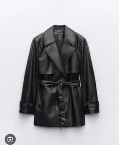未使用級美品　ザラ　ZARA フェイクレザーシングルトレンチコート　ブラック　M 新品未使用 ZARA ベルト付 フェイクレザーコート S 今期完売品 - メルカリ
