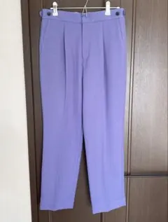 【新品未使用】タックパンツ センタープレス ブルー パープル 日本製