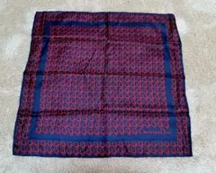 【Christian Dior】 シルクスカーフ ネイビー/レッド 美品