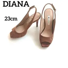 DIANA ダイアナ ブラウン スエード パンプス ハイヒール オープントゥ