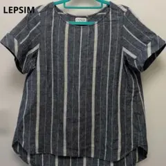 【LEPSIM】ストライプ柄 半袖チュニック Lのサムネイル