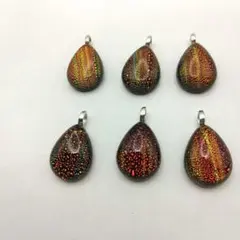 多色涙型ペンダントヘッド 6個セット　ガラス