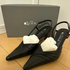 DIANA（ダイアナ） ポインテッドトゥ スリングバックパンプス ブラック