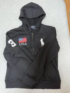 Ralph Lauren ビッグポニー　ジップパーカー　y2k ブラック　USAのサムネイル